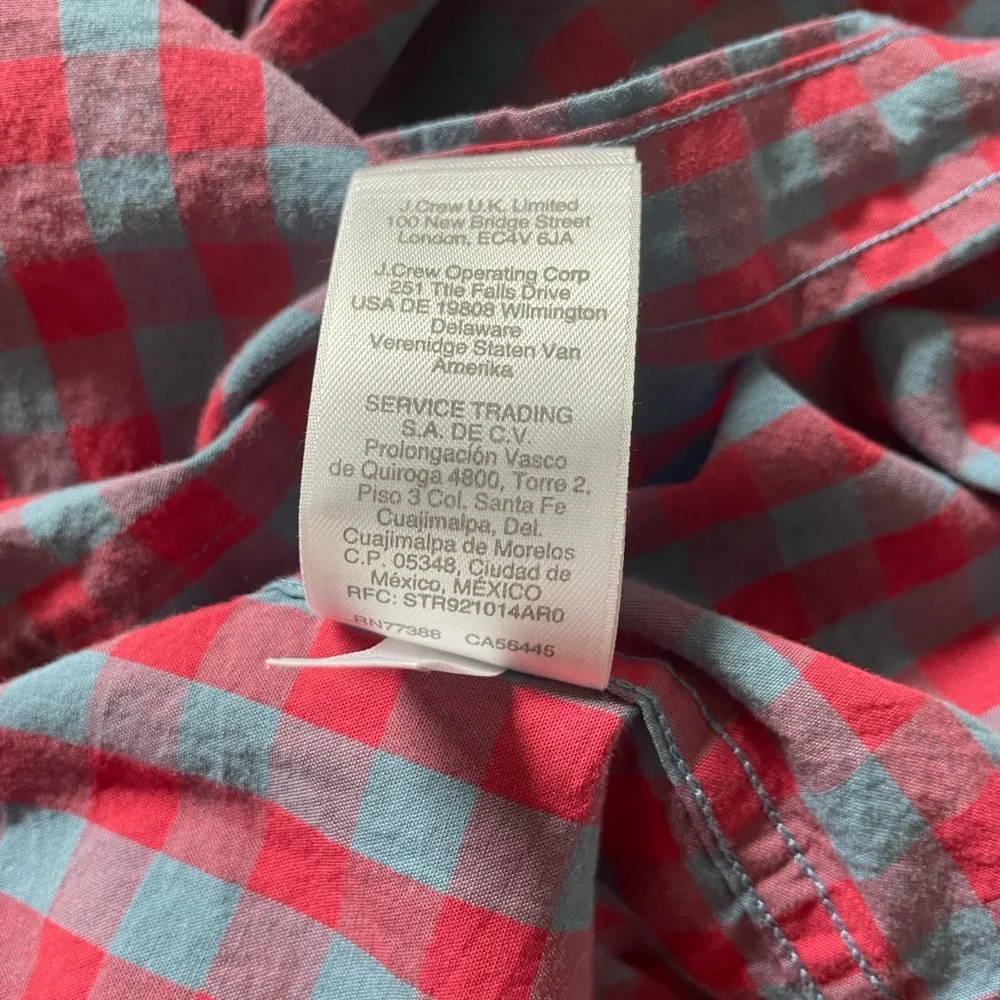 J. Crew Red and Blue Checked Button-Down Shirt